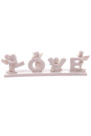 Biay napis LOVE z maymi figurkami cherubinw 4,5cm