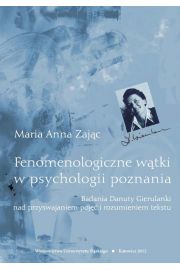eBook Fenomenologiczne wtki w psychologii poznania pdf