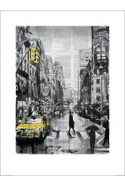 New York Brooklyn Taxi - plakat premium 60x80 cm