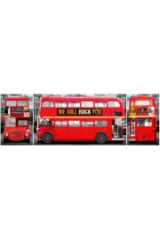 Londyn - Czerwony Autobus - Tryptyk - plakat 158x53 cm