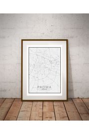 Padwa, Wochy mapa czarno biaa - plakat 20x30 cm