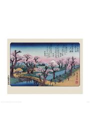 Hiroshige Mount Fuji Koganei Bridge - plakat premium 50x40 cm