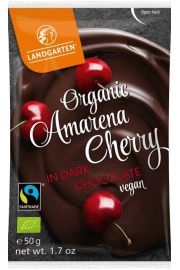 Landgarten Winie amarena liofilizowane w gorzkiej czekoladzie fair trade bezglutenowe 50 g Bio