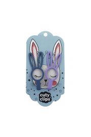 Spinki do wosw cuty clips - bunny eyes purple-blue