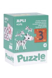 Puzzle dwuczciowe - liczenie zwierztek 3+ Apli
