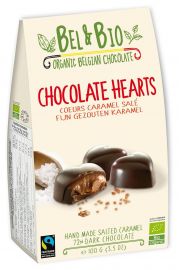 Bel&bio Belgijskie czekoladki serca z karmelem i sol morsk fair trade bezglutenowe 100 g bio