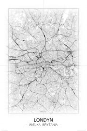 Londyn - Czarno-biaa mapa 61x91,5 cm