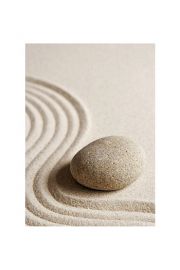 Stone on raked sand - plakat premium 60x80 cm
