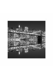 New York Brooklyn Bridge night BW - plakat premium 40x40 cm