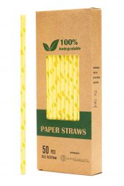 Biodegradowalni Naturalne papierowe somki do napojw Cytryna i licie 19,7 x 0,6 cm 50 szt.