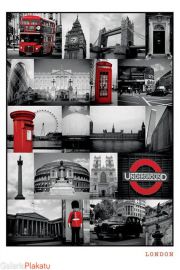 Londyn Red Collage - plakat 61x91,5 cm