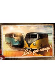 VW Camper Lets Get Away - plakat 91,5x61 cm