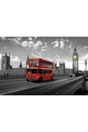 Westminster Bridge - Londyn - Czerwony Autobus - plakat 91,5x61 cm