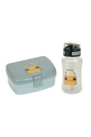 Zestaw na lunch Lunchbox + Tritanowa butelka - bidon 460 ml Tiny Drivers Spychacz