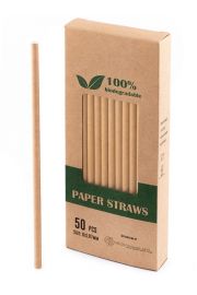 Biodegradowalni Naturalne papierowe somki do napojw 19,7 x 0,6 cm 50 szt.