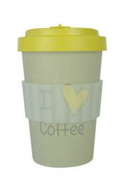 Retap Kubek z bambusa - I LOVE COFFEE yellow 400 ml