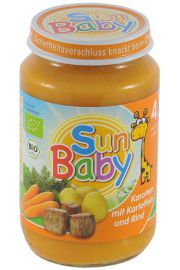 Sun Baby 4 mc marchew, ziemniak i woowina bezglutenowe bio 190 g BIO