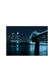 Nowy Jork. Manhattan and Brooklyn Bridge at night - plakat premium 80x60 cm