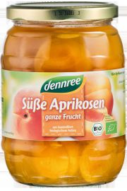 Dennree Morele cae bez pestek w koncentracie soku jabkowego 680 g Bio
