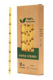 Biodegradowalni Naturalne papierowe somki do napojw ty bambus 19,7 x 0,6 cm 50 szt.