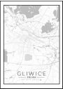 Gliwice, Polska mapa czarno biaa - plakat 40x50 cm