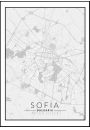 Sofia, Bugaria mapa czarno biaa - plakat 42x59,4 cm