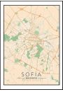 Sofia, Bugaria mapa kolorowa - plakat 70x100 cm