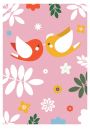 Zaczarowany las zakochane ptaszki rozowe tlo - plakat 70x100 cm