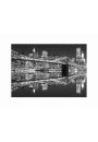 New York Brooklyn Bridge night BW - plakat premium 80x60 cm