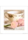 Vintage Tea Cup Pink Flowers - plakat premium 40x40 cm