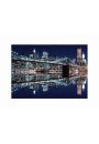 New York Brooklyn Bridge night - plakat premium 80x60 cm