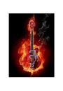 Gitara - Fire guitar - plakat premium 60x80 cm
