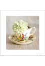 Vintage Tea Cup Flower In Cup - plakat premium 40x40 cm
