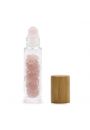 Gemstone Essential Oil Roller Bottle, rowy kwarc, drewniana zakrtka