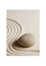Stone on raked sand - plakat premium 60x80 cm