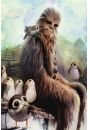 Gwiezdne Wojny Star Wars Chewbacca and Porgs - plakat 61x91,5 cm