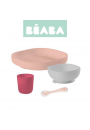 Beaba Komplet naczy z silikonu z przyssawk pink