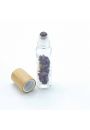 Gemstone Essential Oil Roller Bottle, ametyst, drewniana pokrywka